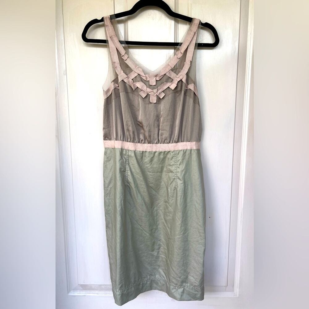 Ann Taylor LOFT Mesh Ribbon Trim Midi Dress Size 6
